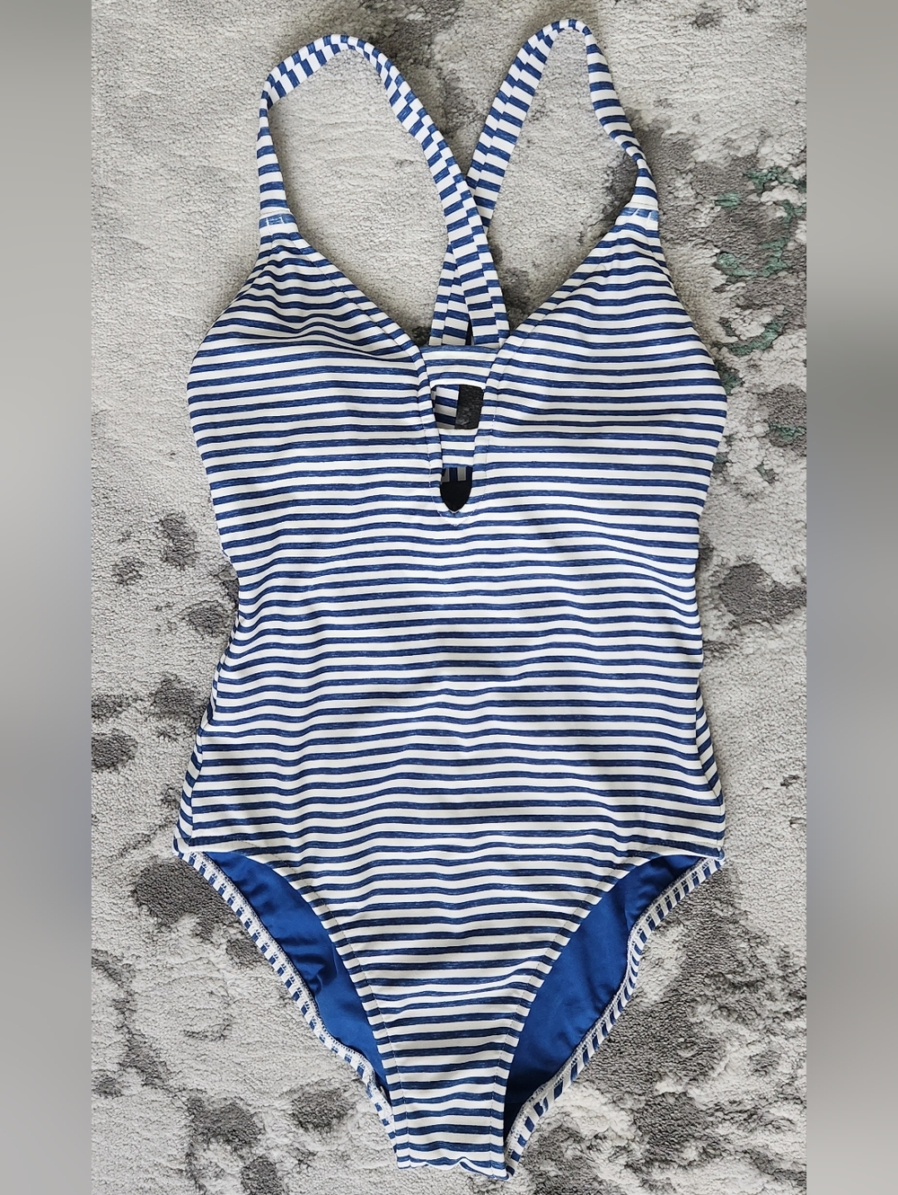 Seafolly Blue and White Striped Halter One-Piece Swim Size 10